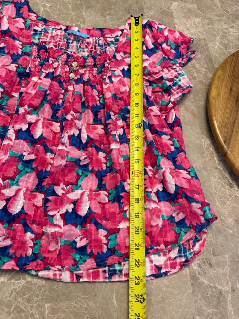 Draper James  Floral Print Flutter Sleeve Squareneck Top Fuschia Pink L - Picture 8 of 8